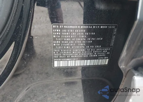 2021 Volkswagen Tiguan 2.0T Se/2.0T Se R-Line Black/2.0T Sel из США, поврежденный, VIN 3VV3B7AX5MM022012